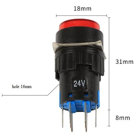 16mm Round High Head Push Button Switch 8p 3A 5A