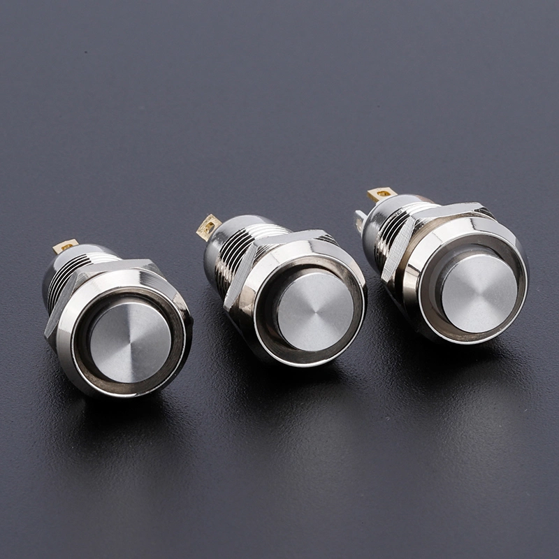 Metal Push Button Switch 8mm High Round Head 1no Momentary 4 Pin Terminal Ring LED Push Button Switch