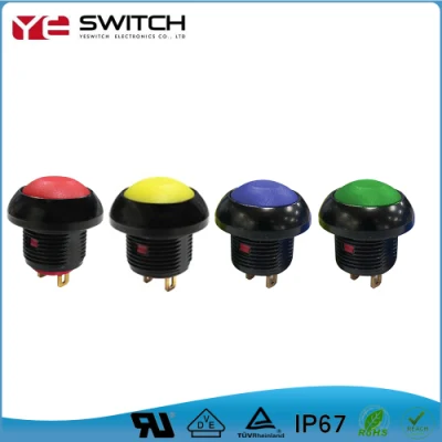 Interrupteur à bouton-poussoir sous-miniature LED IP67 avec interrupteur à bouton-poussoir filaire 12 mm