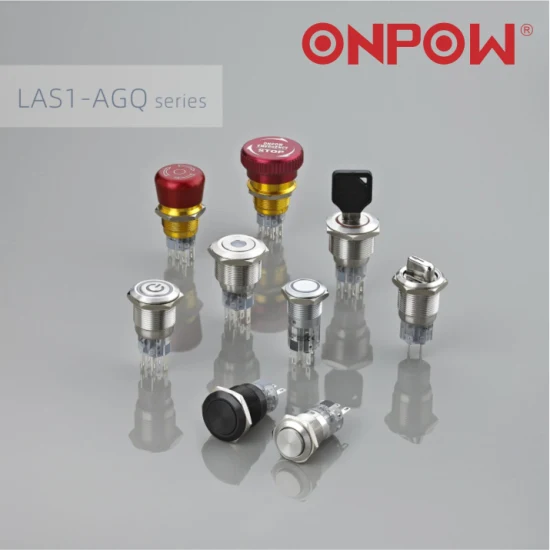 Interrupteur à bouton-poussoir lumineux Onpow 19 mm en acier inoxydable Spdt (série LAS1-AGQ) (UL, CE, CCC, RoHS, REECH)