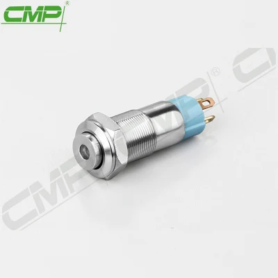 Interrupteur à bouton-poussoir miniature lumineux en métal CMP 10 mm IP67